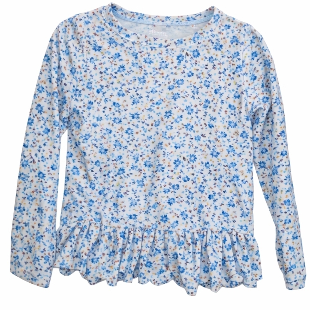 RuffleButts Girls 4T Floral Rash Guard Long Sleeve Peplum